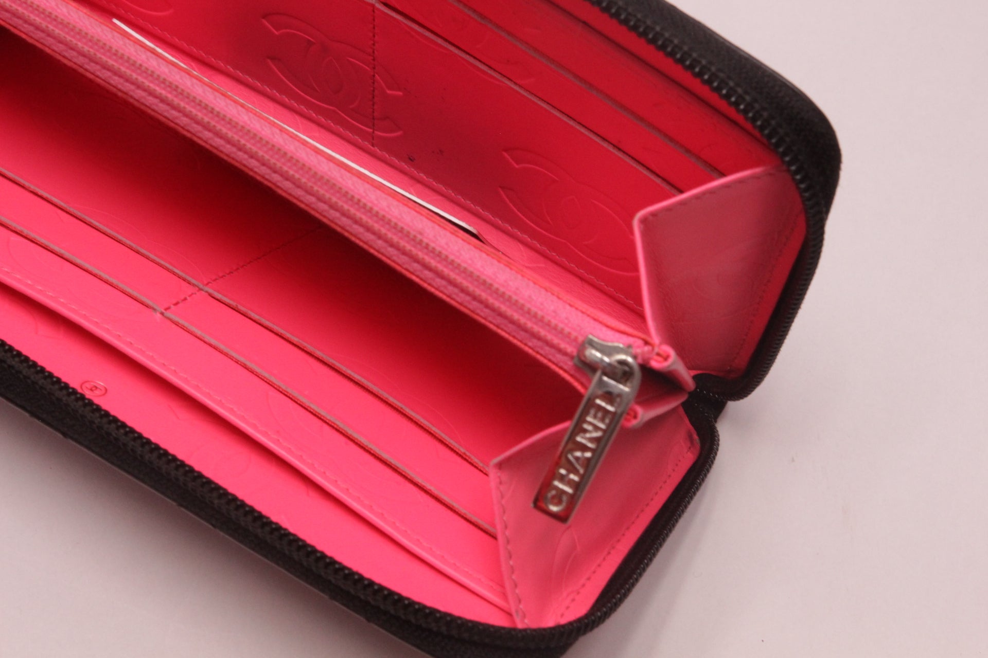 Chanel Cambon Line Leder Zippy Geldbörse