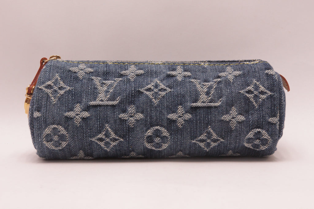 Louis Vuitton Blue Denim Speedy PM Monogram Trousse