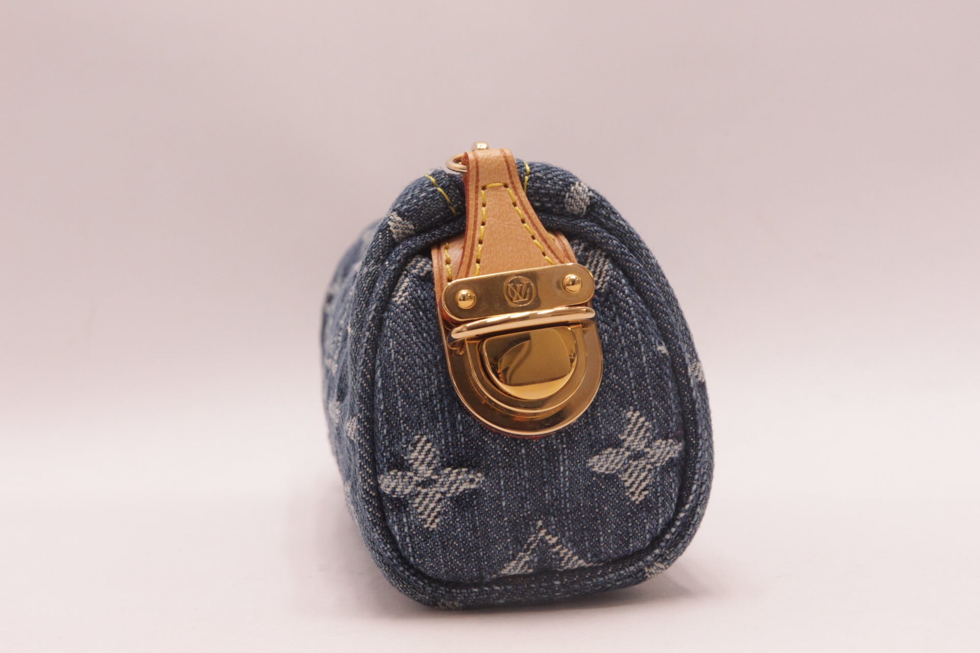 Louis Vuitton Blue Denim Speedy PM Monogram Trousse
