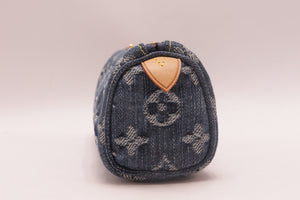 Louis Vuitton Blue Denim Speedy PM Monogram Trousse