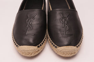 Yves Saint Laurent Leder Espadrilles Schuhe EUR 37,5 Schwarz