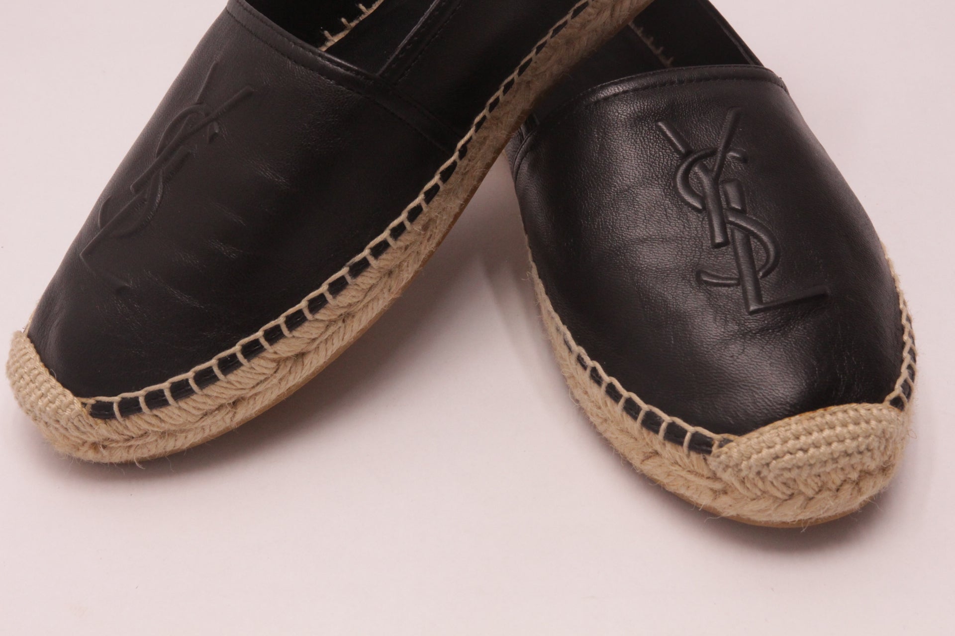 Yves Saint Laurent Leder Espadrilles Schuhe EUR 37,5 Schwarz