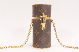 Louis Vuitton Lipstick Case on Chain Embossed Monogram Midnight